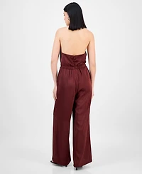 Bar Iii Women's Satin Cowl-Neck Wide-Leg Jumpsuit, Macy's Exclusive