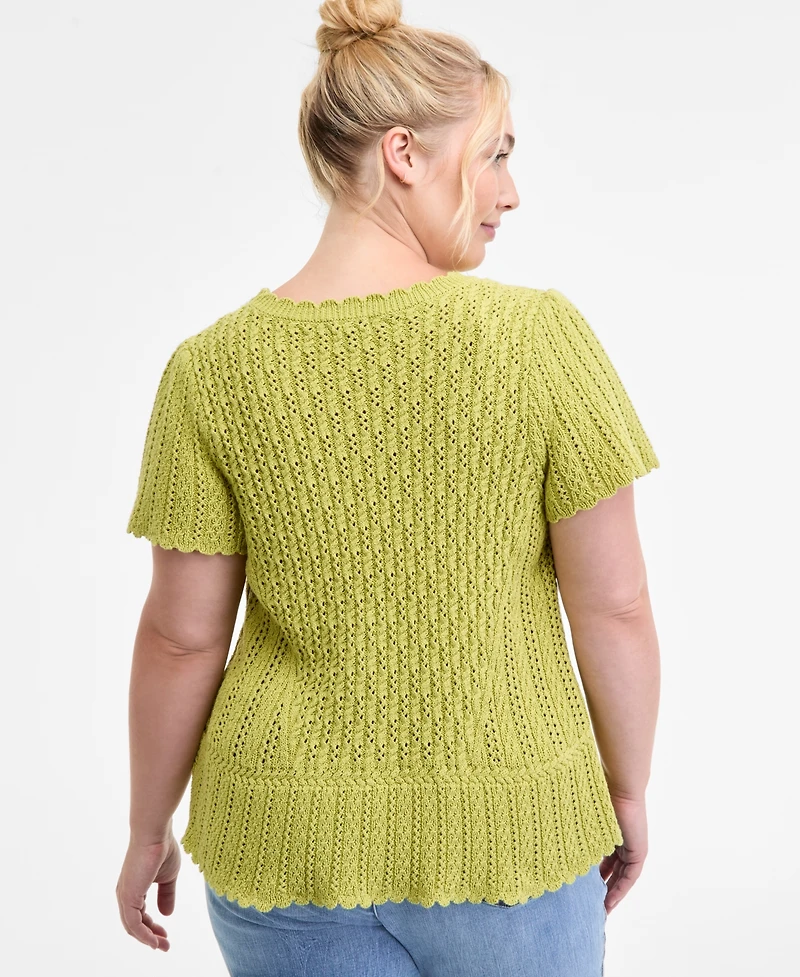Democracy Trendy Plus Flutter-Sleeve Sweater