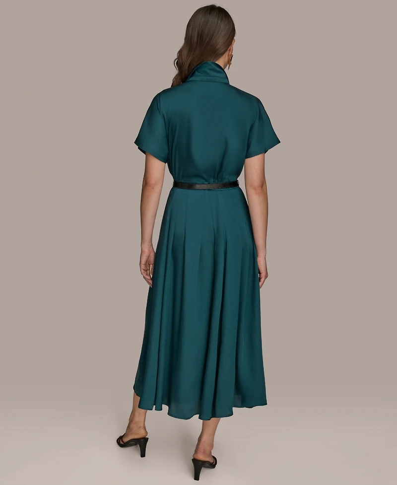 Donna Karan New York Women's Solid Short-Sleeve Belted Shirtdress