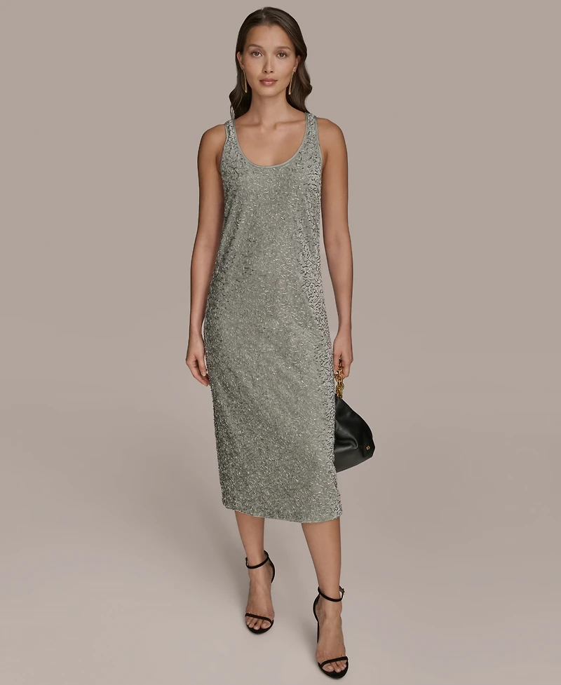 Donna Karan New York Women's Sleeveless Beaded Velvet Dress