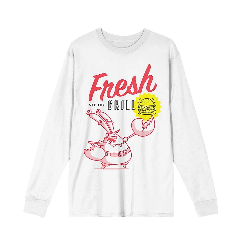 SpongeBob SquarePants Men's The Mr. Krab and Krabby Patty White Long Sleeve
