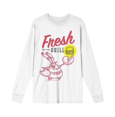 SpongeBob SquarePants Men's The Mr. Krab and Krabby Patty White Long Sleeve