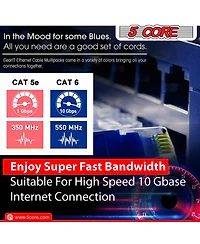 5 Core Cat 6 Ethernet Cable Long Computer Internet Cables WiFi RJ45 Cord for Gaming