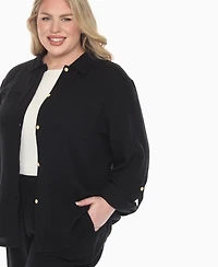 White Mark Plus Long Sleeve Button Down Cotton Gauze Set