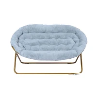 Janey Folding Double Saucer Chair With Steel Frame For Dorm, Living Room, Or Bedroom