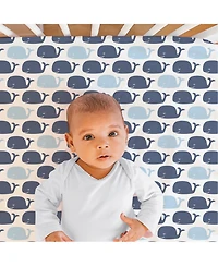 The Peanutshell Woodland Animals and Nautical Fitted Crib Sheets for Boys, 8-Pack Set, Black, White, Blue
