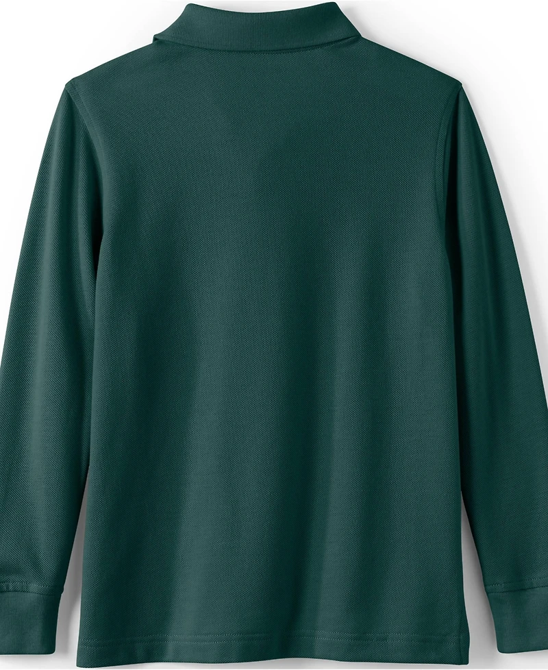 Lands' End School Uniform Kids Long Sleeve Mesh Polo Shirt