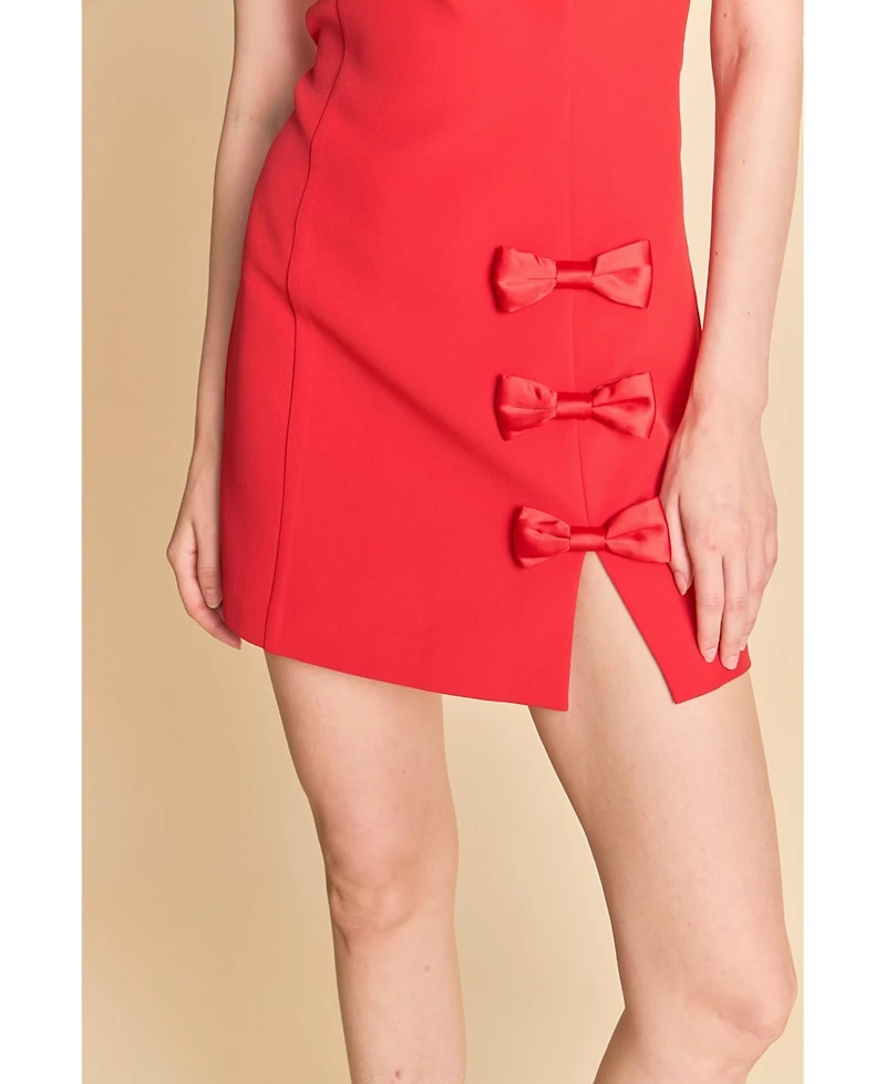 endless rose Women's Strapless Bow Accent Mini Dress
