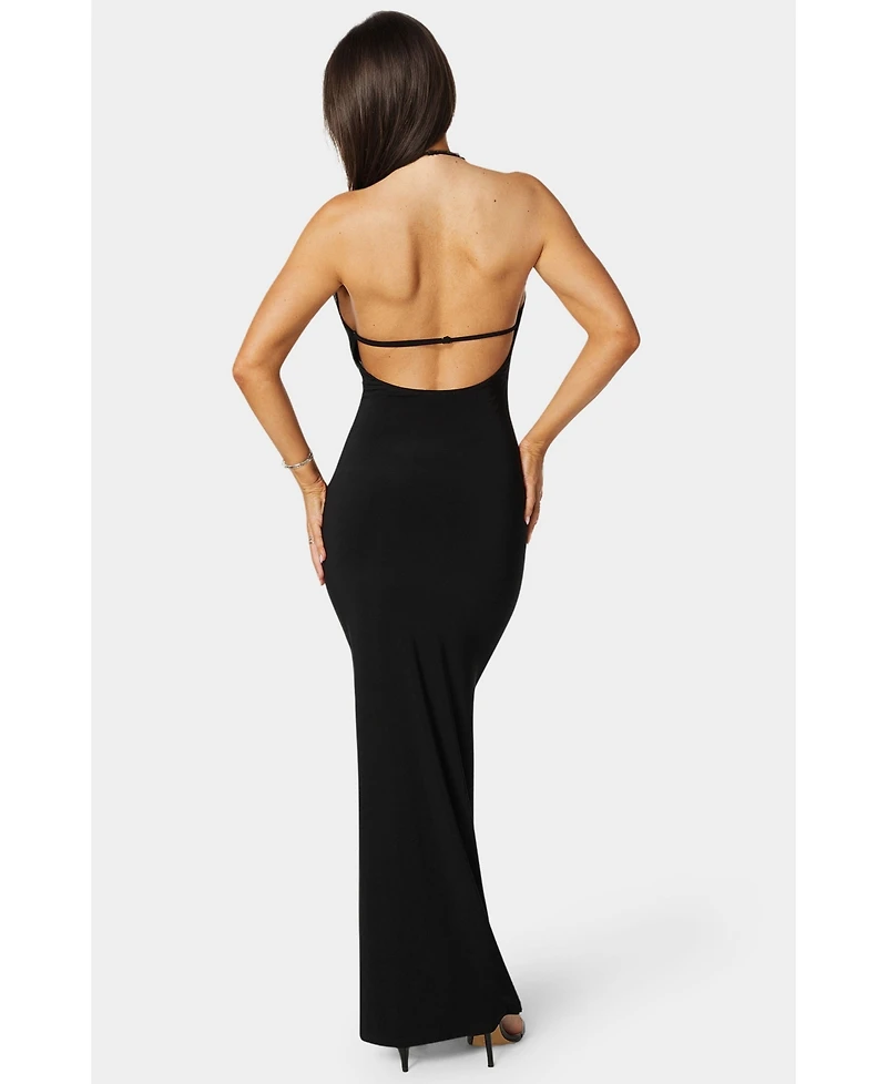 Bebe Women's Plunge Neck Cowl Maxi Dress
