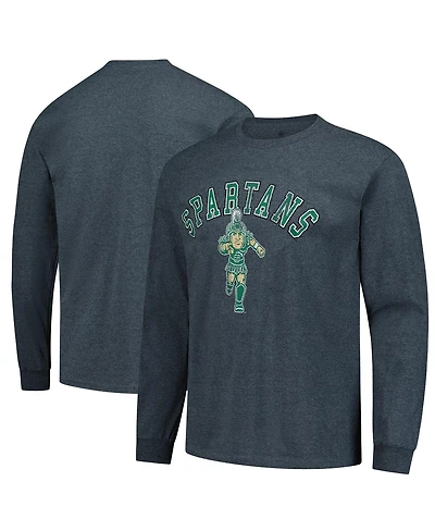 Fanatics Unlabeled Men's Heather Charcoal Michigan State Spartans Logo Long Sleeve T-Shirt