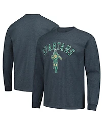 Fanatics Unlabeled Men's Heather Charcoal Michigan State Spartans Logo Long Sleeve T-Shirt