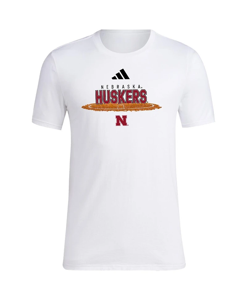 Adidas Men's White Nebraska Huskers Softball Pitcher's Circle T-Shirt