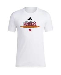 Adidas Men's White Nebraska Huskers Softball Pitcher's Circle T-Shirt
