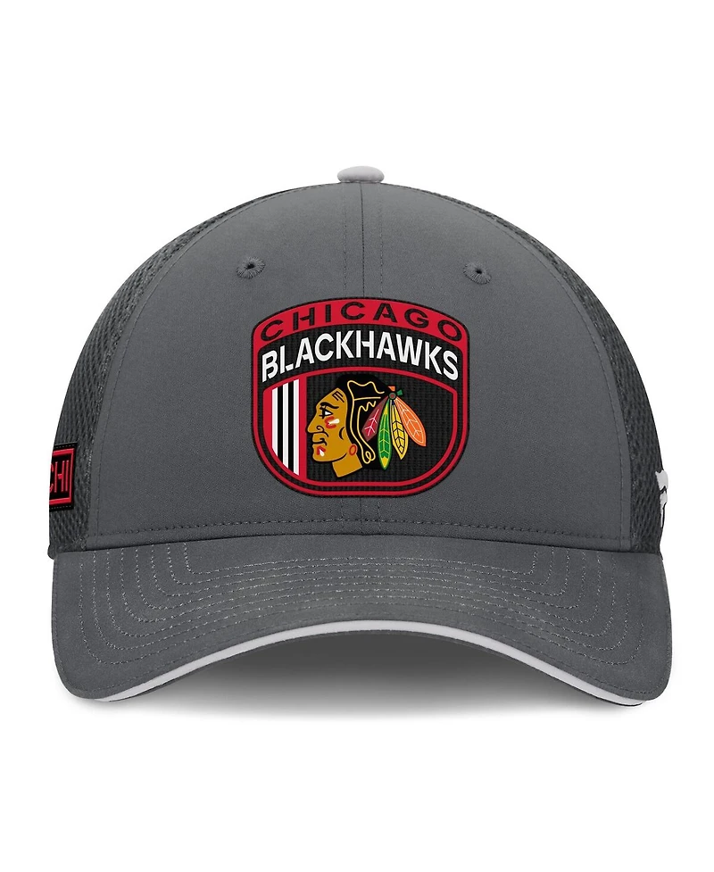 Fanatics Men's Gray Chicago Blackhawks Authentic Pro Home Ice Trucker Adjustable Hat