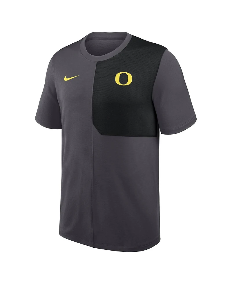 Nike Men's Anthracite Oregon Ducks 2025 Sideline Uv Performance Coach T-Shirt