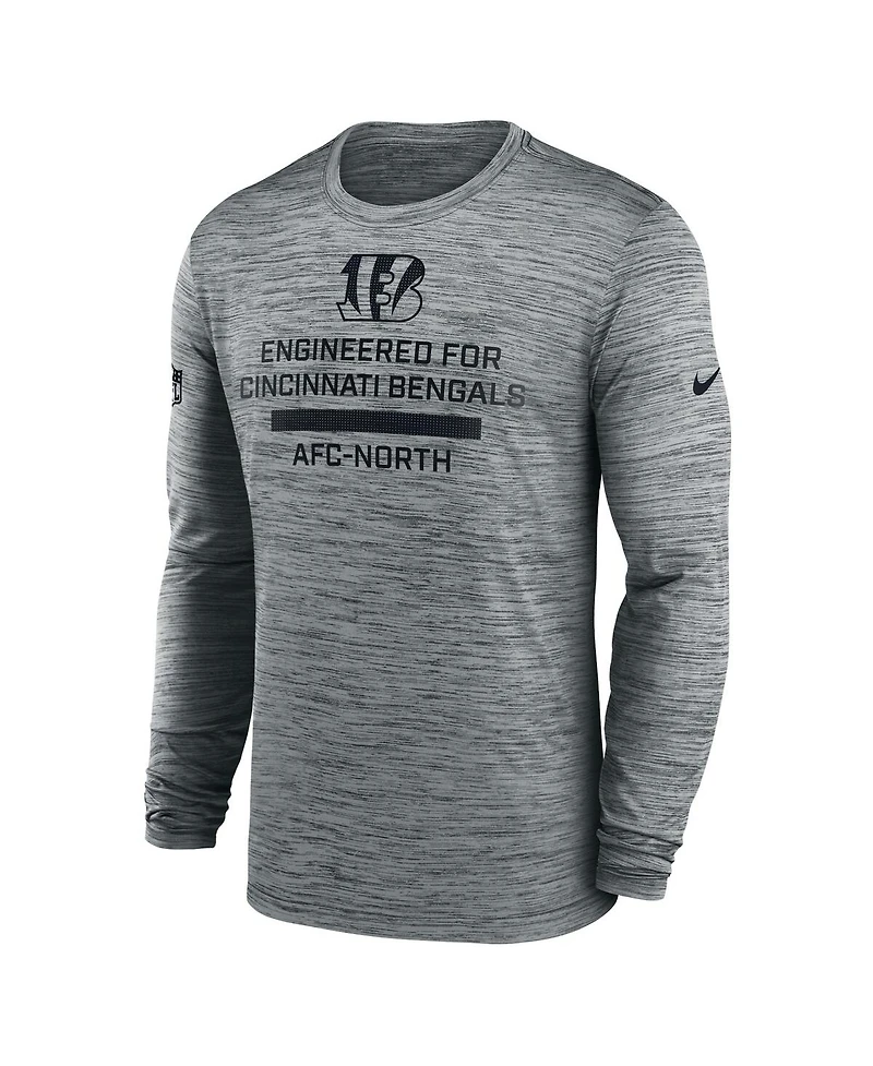 Nike Men's Gray Cincinnati Bengals Sideline Velocity Performance Long Sleeve T-Shirt