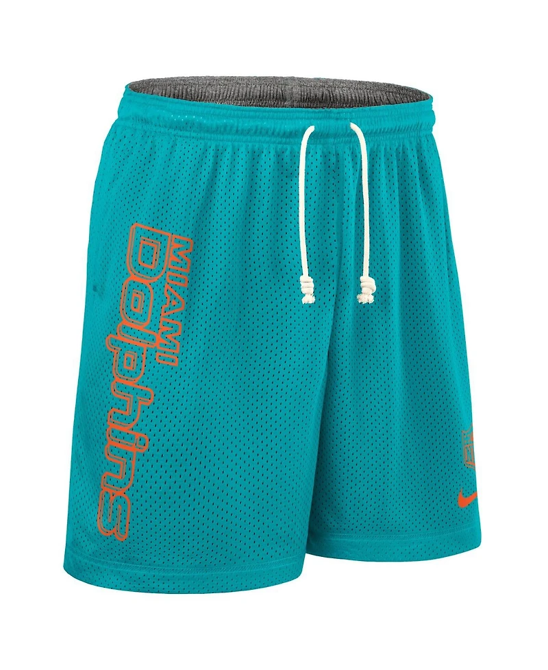 Nike Men's Aqua Miami Dolphins Sideline Reversible Performance Shorts