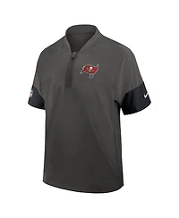 Nike Men's Pewter Tampa Bay Buccaneers Sideline Short Sleeve Quarter-Zip Performance Coach Jacket
