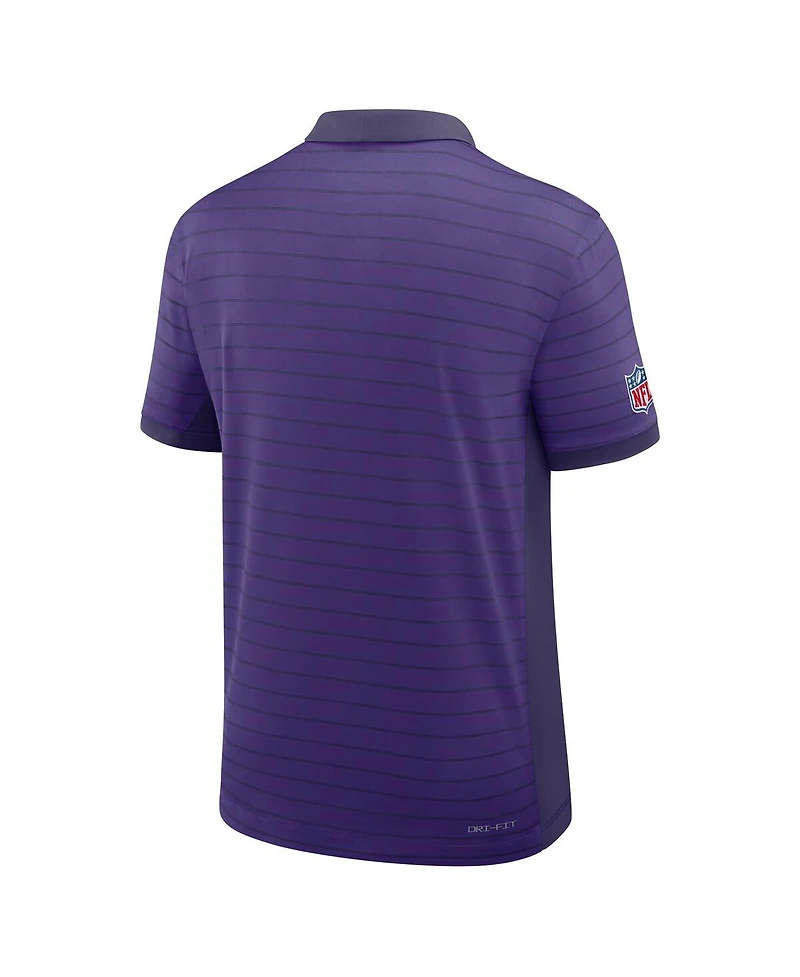 Nike Men's Purple Minnesota Vikings Sideline Victory Stripe Performance Polo Shirt
