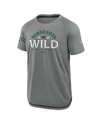 Fanatics Men's Heather Gray Minnesota Wild 2025 Stanley Cup Playoffs Authentic Pro Rink Performance T-Shirt