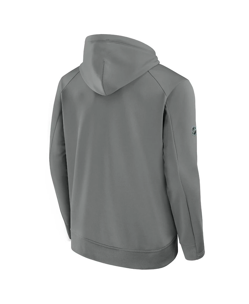 Fanatics Men's Gray Minnesota Wild 2025 Stanley Cup Playoffs Authentic Pro Rink Fly Fleece Pullover Hoodie