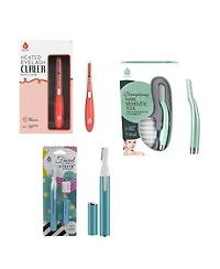 Pursonic Beauty Precision Bundle – Multi-Purpose Hair Trimmer, Heated Eyelash Curler & Dermaplaning Hair Remover Tool