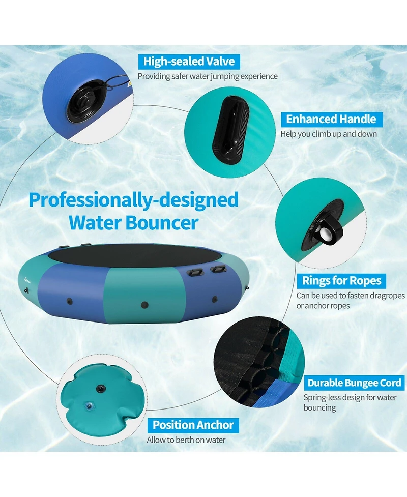 Mecale 12 Feet Inflatable Splash Padded Water Bouncer Trampoline