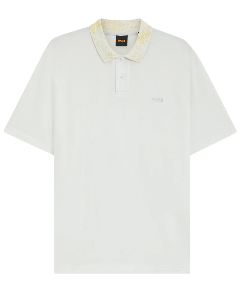 Boss by Hugo Men's Cotton-Pique Patterned Collar Polo Shirt