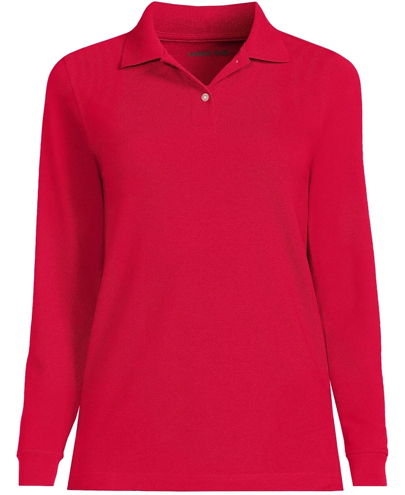 Lands' End Women's School Uniform Long Sleeve Mesh Polo Shirt