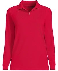 Lands' End Women's School Uniform Long Sleeve Mesh Polo Shirt
