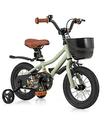 Kids Bike with Training Wheels Adjustable Seat and Handlebar for Ages 4 to 7
