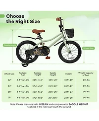 Kids Bike with Training Wheels Adjustable Seat Handlebar for Ages 4 to 7