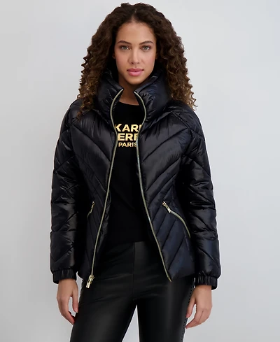 Karl Lagerfeld Paris Women's Pillow-Collar Puffer Coat