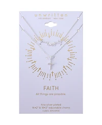 Unwritten Cubic Zirconia Faith Duo Necklace Set