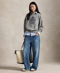 Polo Ralph Lauren Women's Embroidered-Crest Fleece Crewneck