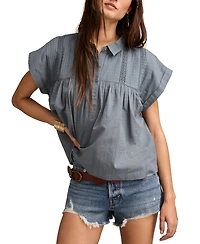 Lucky Brand Women's Collared Peplum Tunic Top