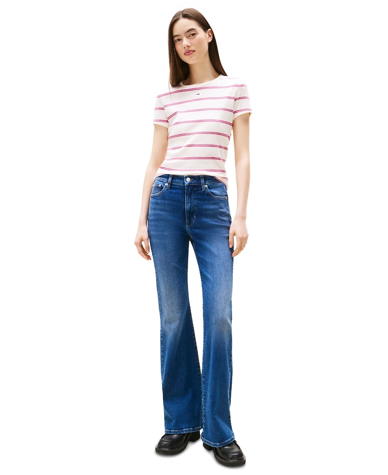 Tommy Jeans Women's Slim Essential Ribbed Badge T-Shirt