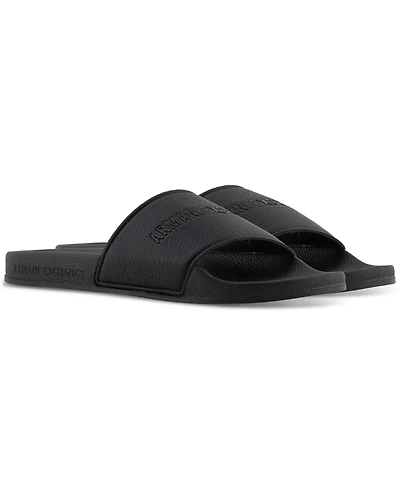 A|X Armani Exchange Men's Logo Embossed Slip-On Slide Sandals