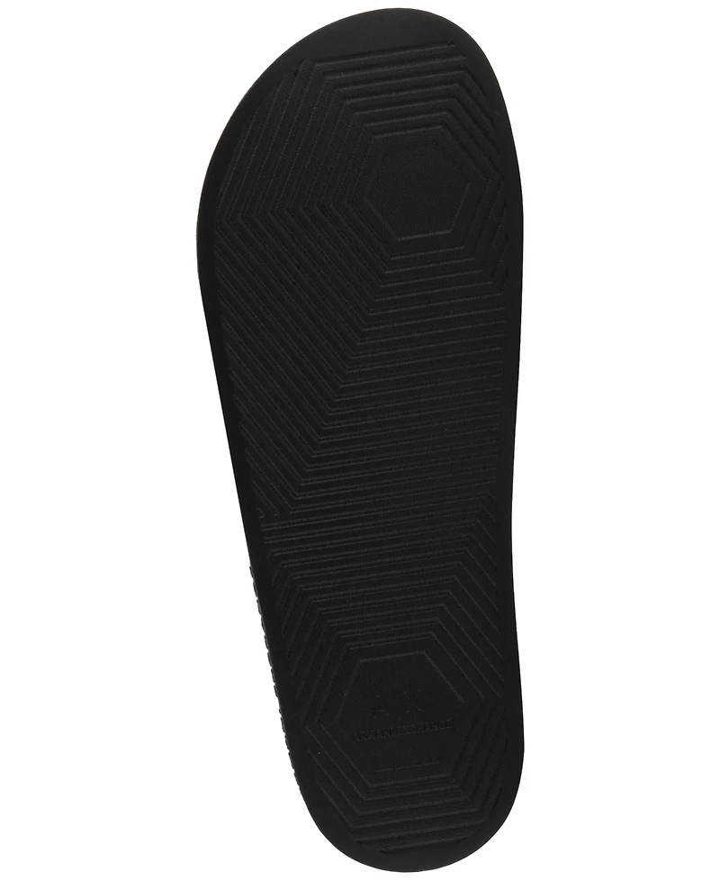 A|X Armani Exchange Men's Logo Embossed Slip-On Slide Sandals