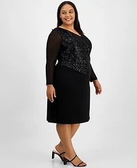 Connected Plus Asymmetric Sequin Panel Dress