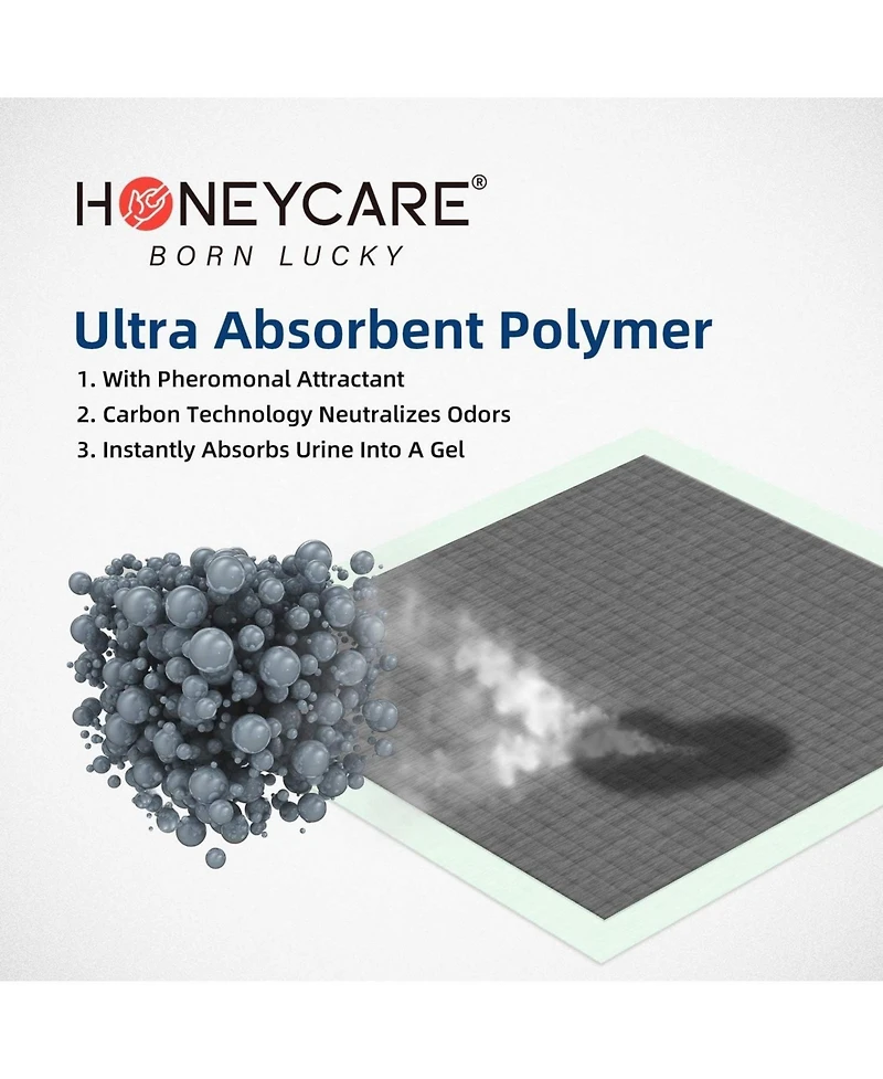 HoneyCare Carbon All-Absorb Puppy Training Pads Dog Potty Pads Absorb Eliminating Urine Odor, Jumbo-Size Charcoal Puppy Pad Xl 28x34 inch, 80ct