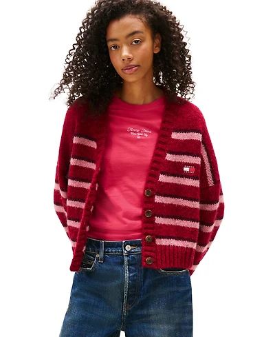 Tommy Jeans Women's Striped Button-Front Long-Sleeve Cardigan