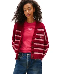 Tommy Jeans Women's Striped Button-Front Long-Sleeve Cardigan