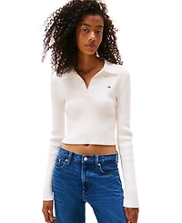 Tommy Jeans Women's Essential Polo Long-Sleeve Cotton Sweater