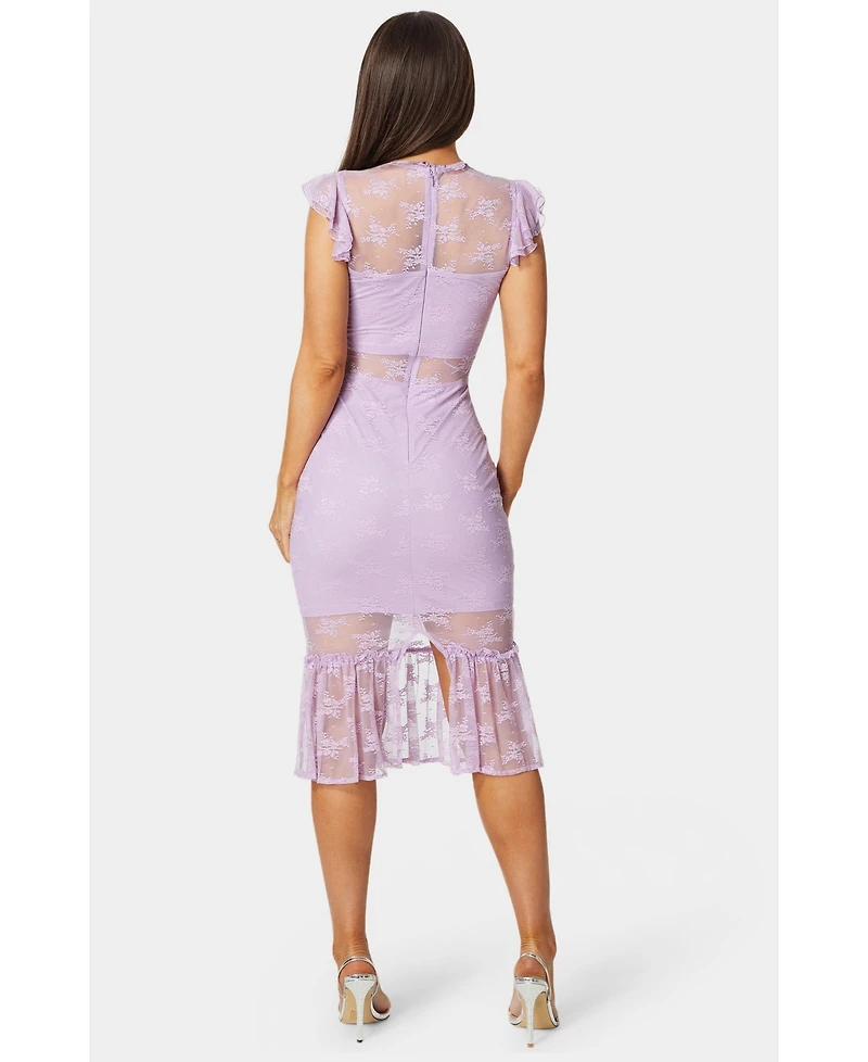 Bebe Women's Illusion Lace Midi Dress