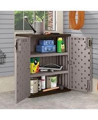 Suncast 9 Cu Ft Heavy Duty Resin Garage Base Storage Cabinet, Platinum (2 Pack)