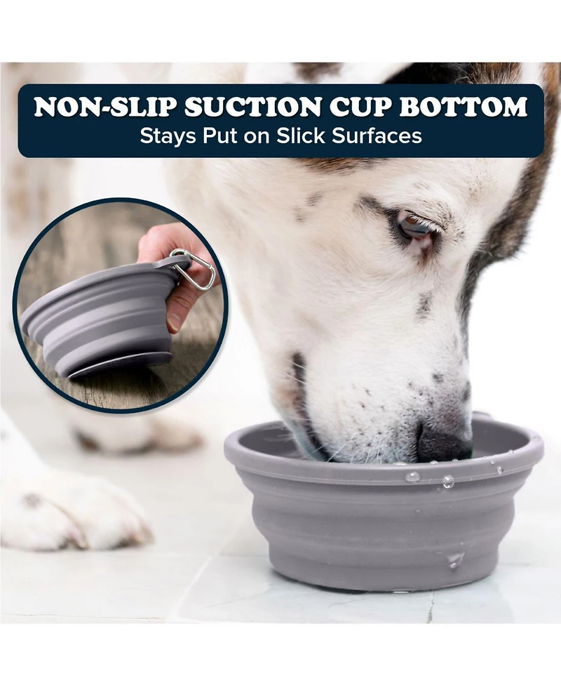 Slow-Feeder, Non-Skid, Bpa-Free Silicone Travel Dog Bowl