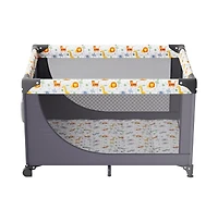 Slickblue Toddler Playpen Quick-Folding Portable Fence Play Yard & Wheels