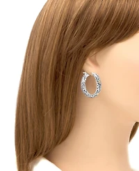 Devata 25mm Bali Filgree Hoop Earrings in Sterling Silver and 18K Gold Accents