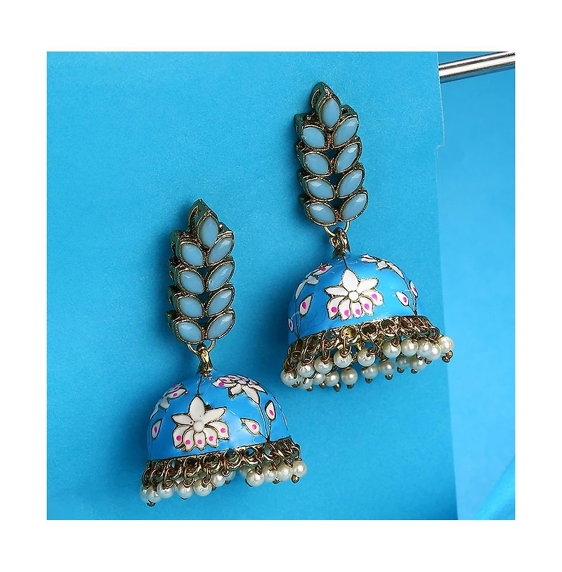 Sohi Floral-Enamel Drop Earrings
